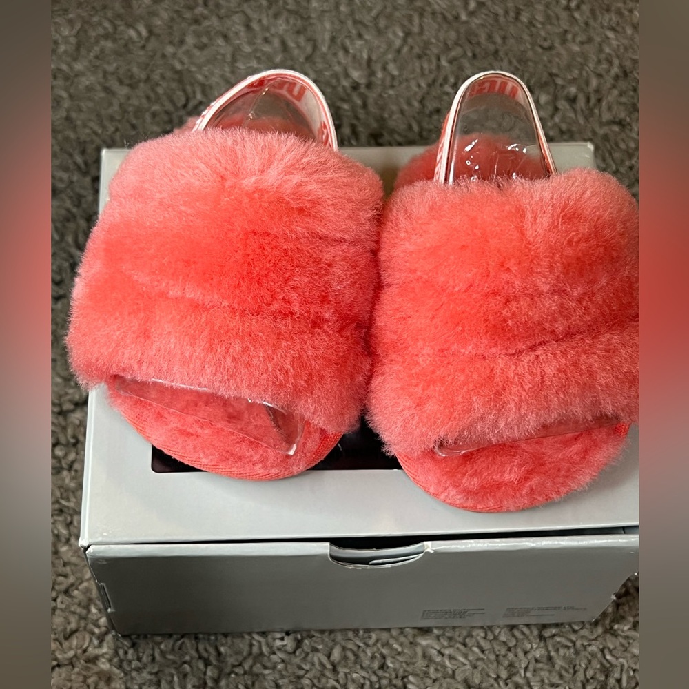 Baby Peach Fluff UGG Slides